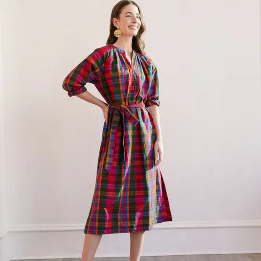 Sunshine Tienda Que Paso Plaid Tejate Dress