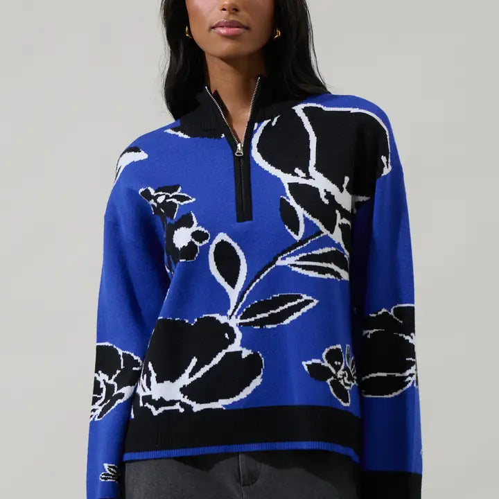 Sugarlips Carrey Floral Zip Up Sweater