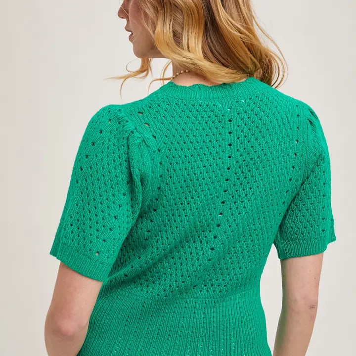 BluIvy Short Sleeve Cardigan - Kelly Green