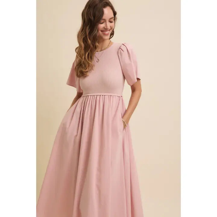 In February Sweater Top Midi Dress - Pink