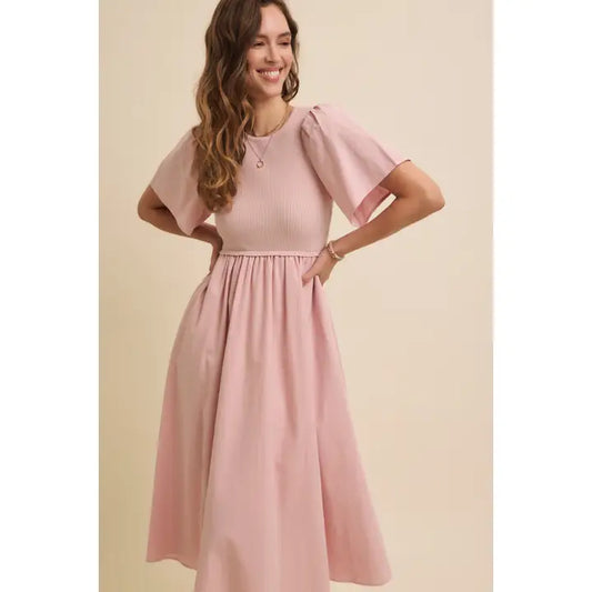 In February Sweater Top Midi Dress - Pink