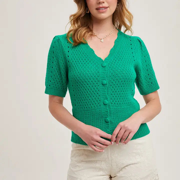 BluIvy Short Sleeve Cardigan - Kelly Green