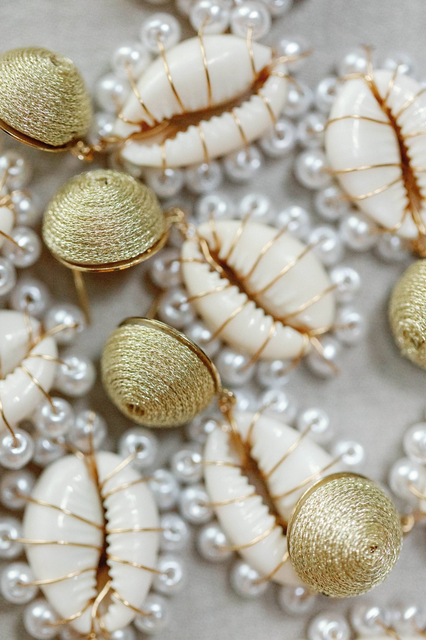 Pearl Wrapped Statement Shell Earrings
