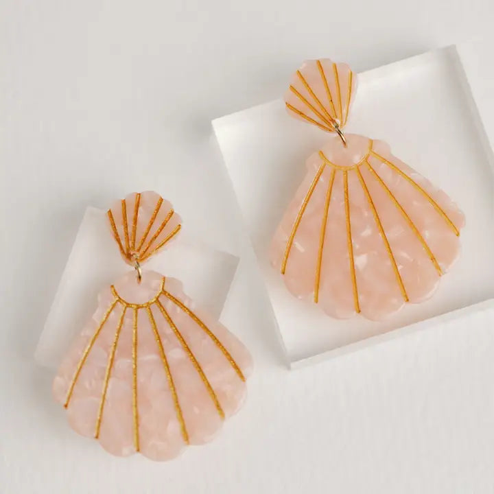 Pink Tortoise Shell Statement Earrings