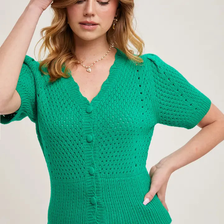 BluIvy Short Sleeve Cardigan - Kelly Green