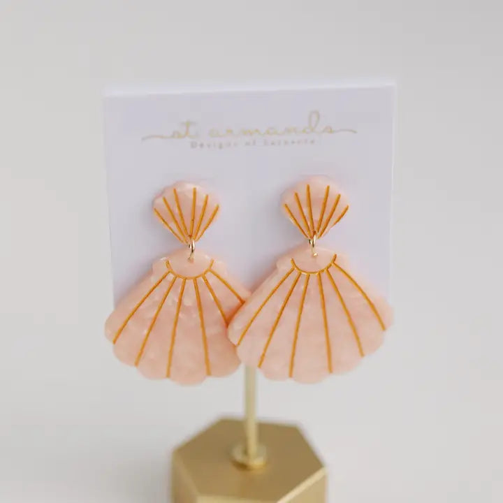 Pink Tortoise Shell Statement Earrings