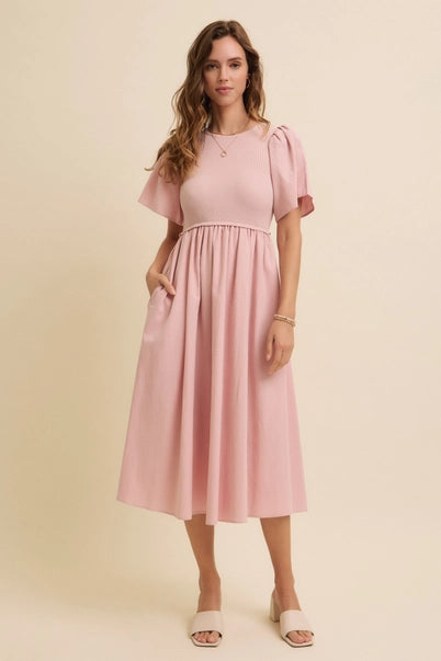 In February Sweater Top Midi Dress - Pink