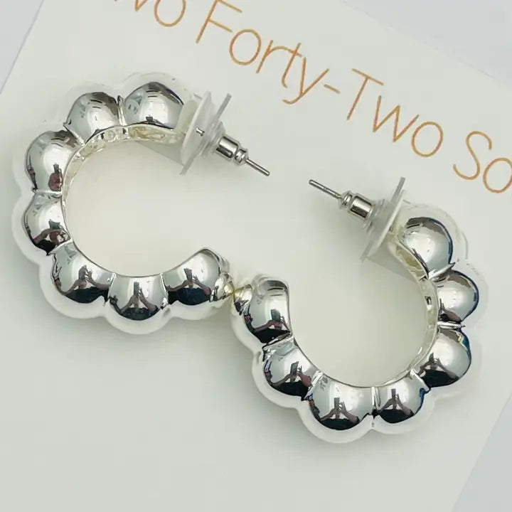 Two Forty-Two South Silver Bubble Hoops