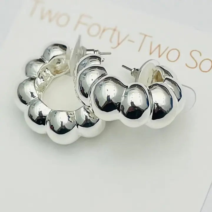 Two Forty-Two South Silver Bubble Hoops