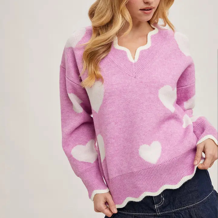 BluIvy Heart Scalloped Pullover