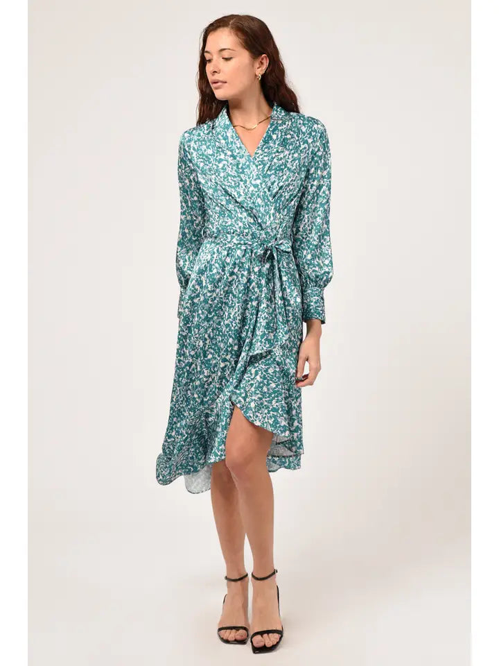 Adelyn Rae Rina Wrap Midi Dress - Lake Teal