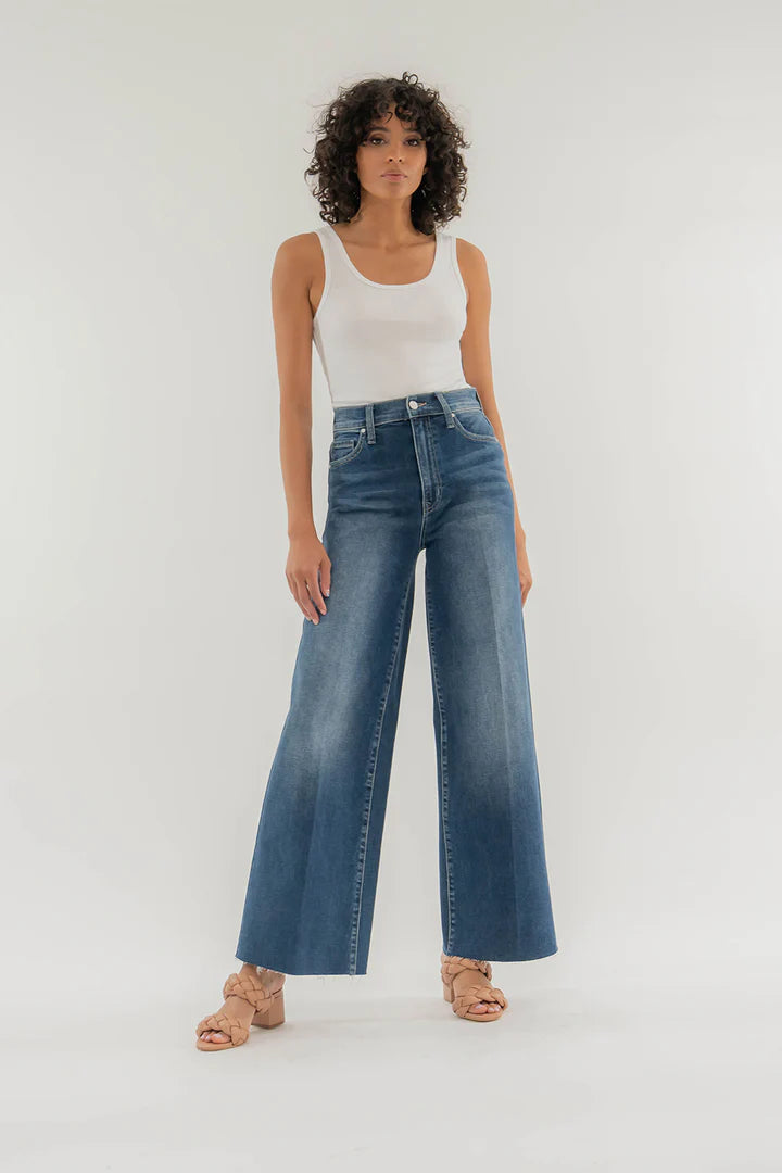 Level 99 Hudson Wide Leg Denim in Cotton Blue