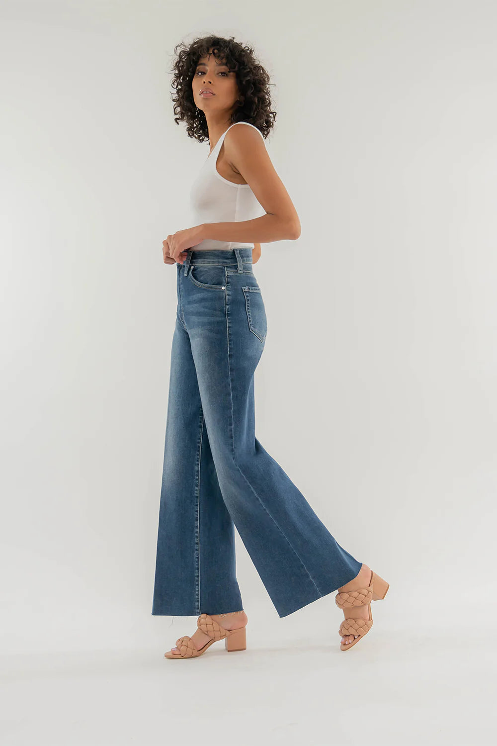 Level 99 Hudson Wide Leg Denim in Cotton Blue