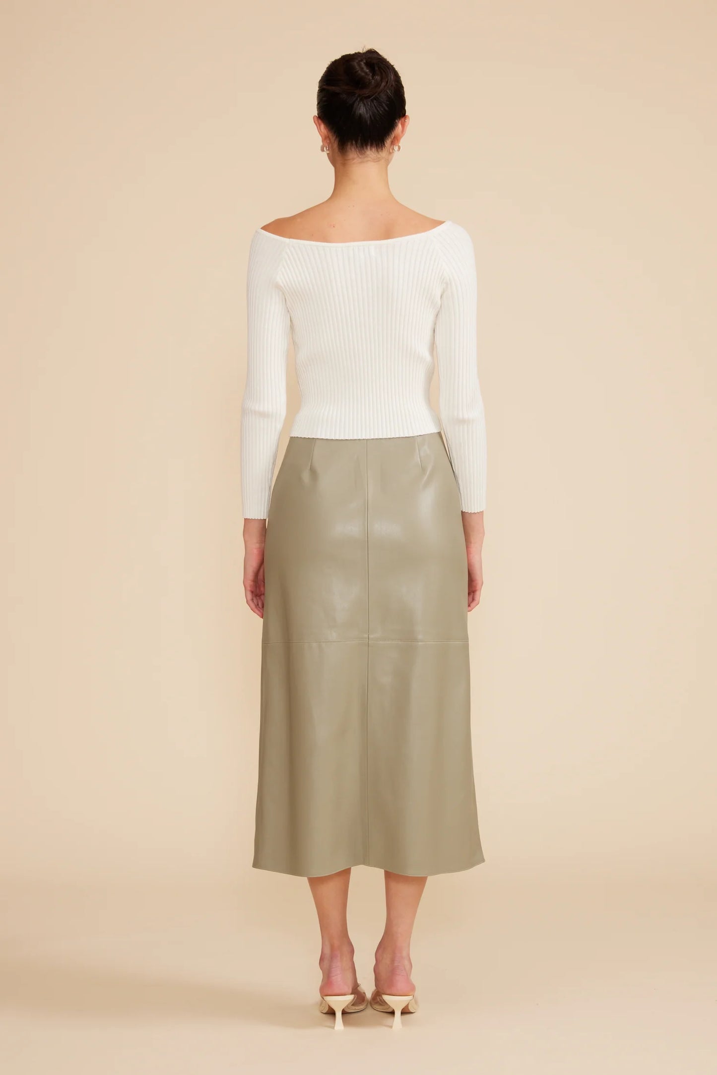 Lucy Paris Button Detail Skirt - Sage