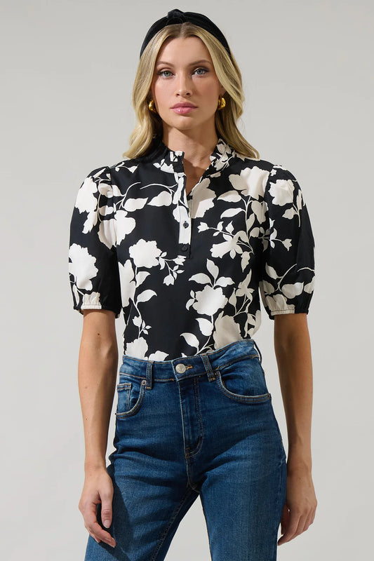 Sugarlips Mableton Floral Poplin Top