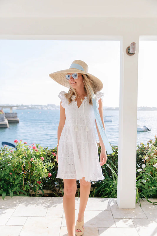 Sail to Sable White Eyelet Ruffle Mini Dress