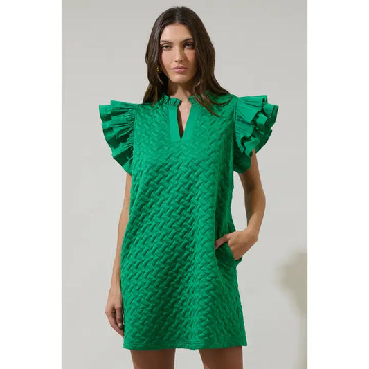 Sugarlips Yulia Quilted Ruffle Mini Dress