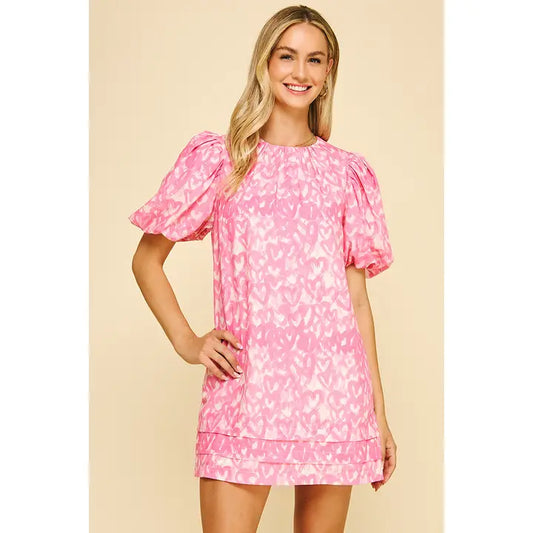 Heart Print Mini Dress