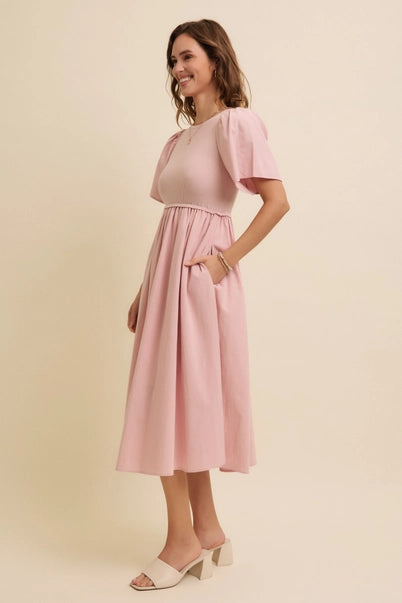 In February Sweater Top Midi Dress - Pink