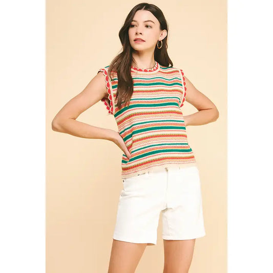 Pinch Color Block Knit Top