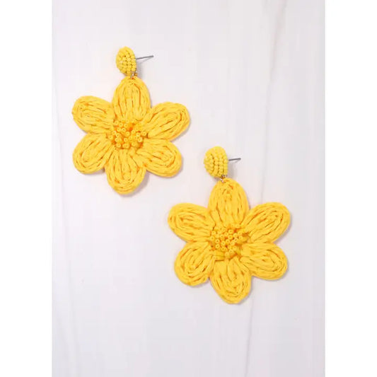Dorion Embellished Flower Earrings - Yellow