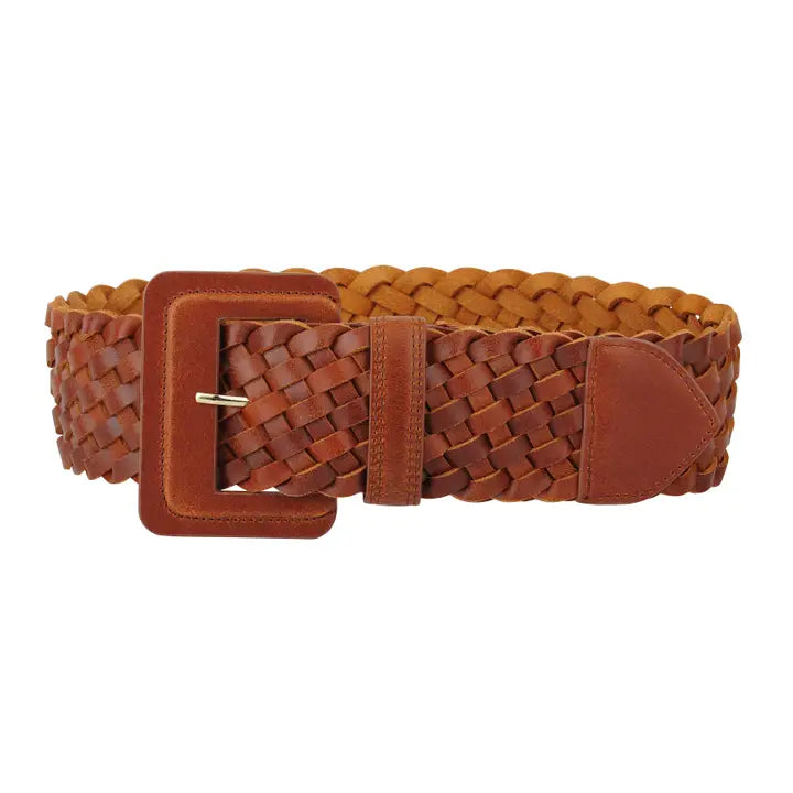 Wide Woven Braided Leather Belt