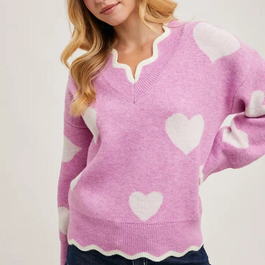 BluIvy Heart Scalloped Pullover